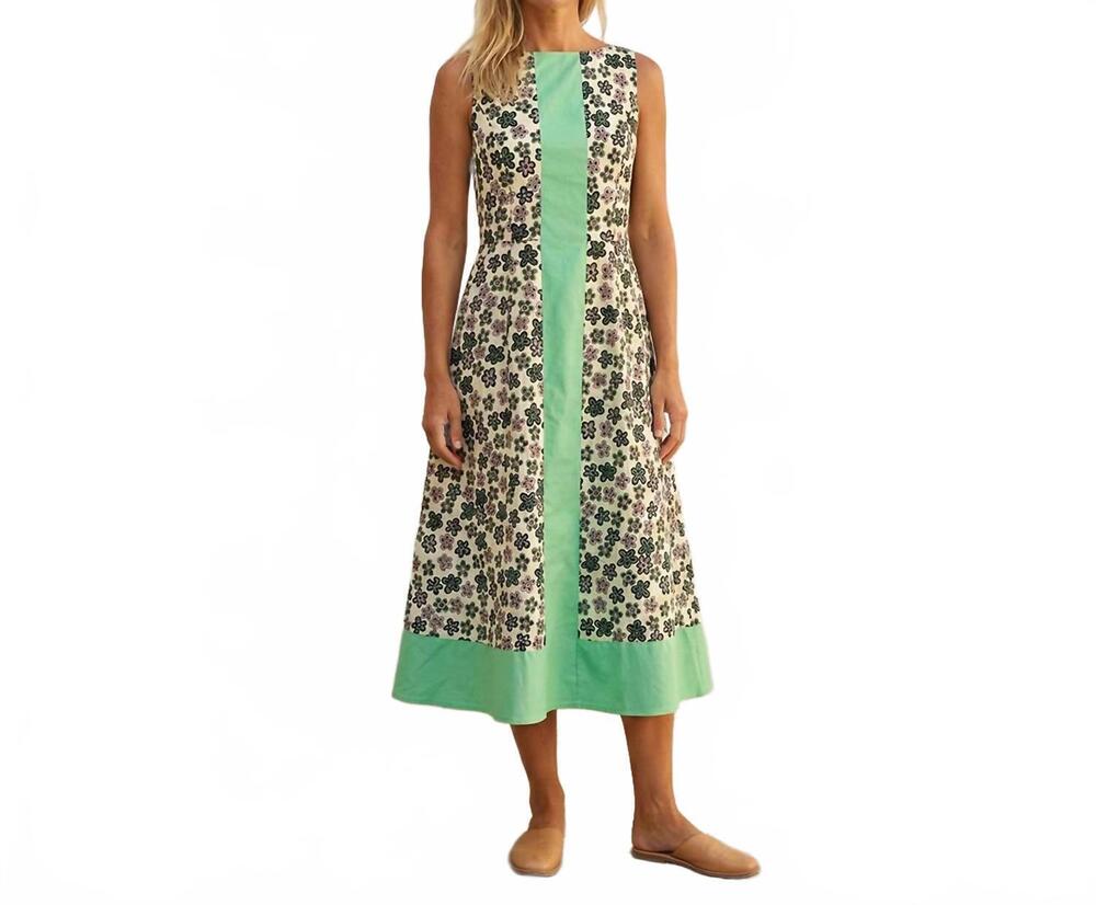 NEW ULTRAMARINE colorblock sleeveless midi dress in sage